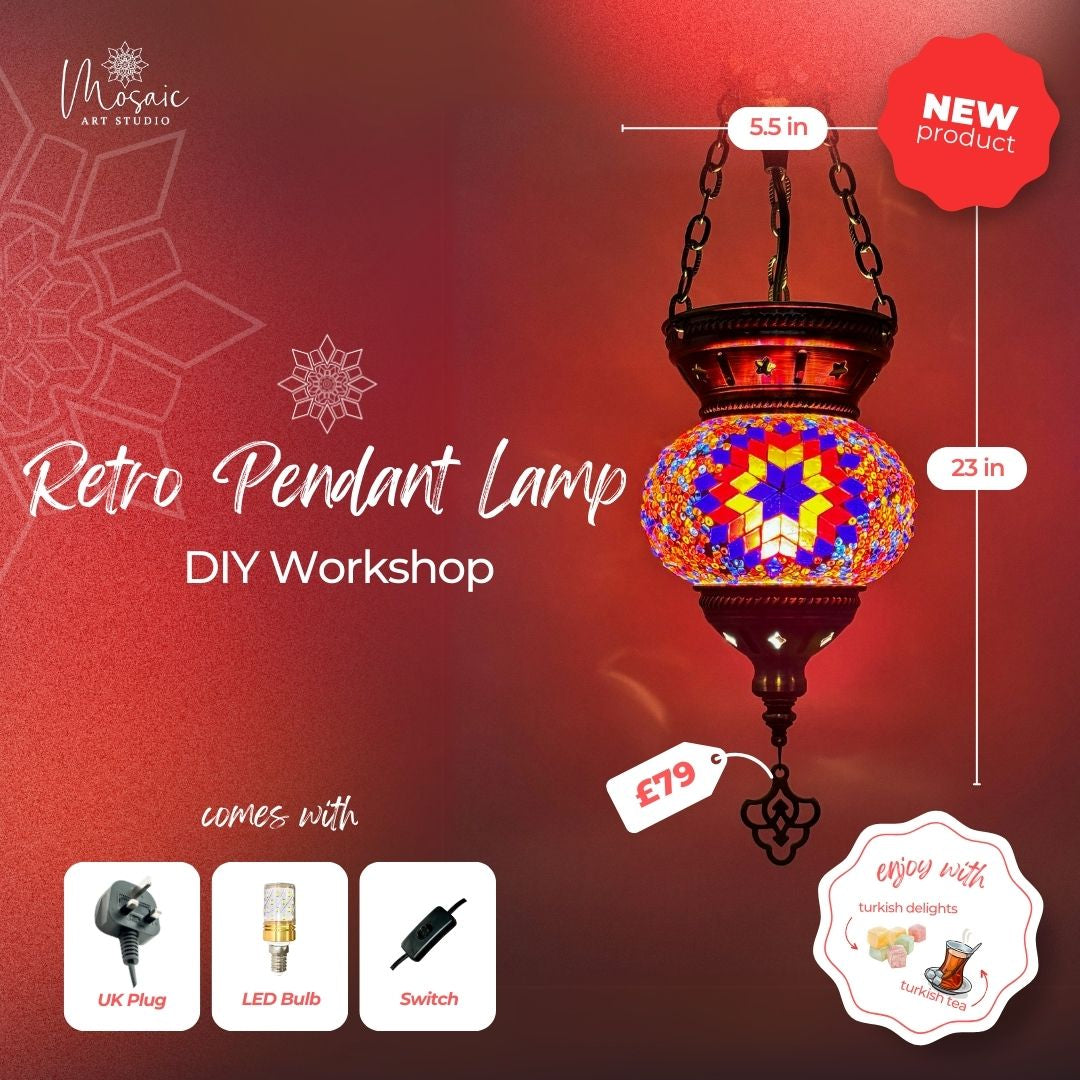 Retro style pendant mosaic lamp